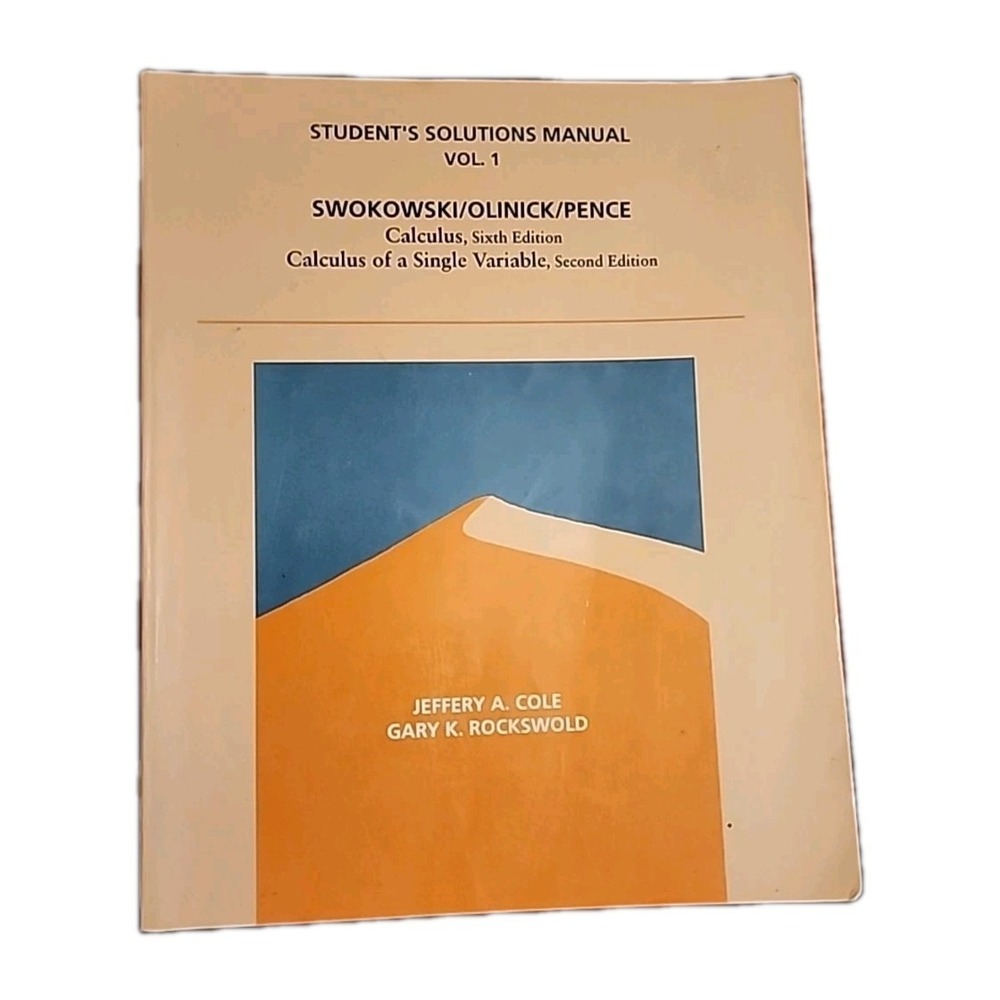 Student Solutions Manual for Calculus Sixth Edition Textbook Paperback 1994